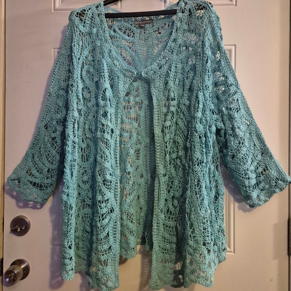 100% Cotton, Lace 'Sweater'/ Wrap. Size 26-28. Vintage